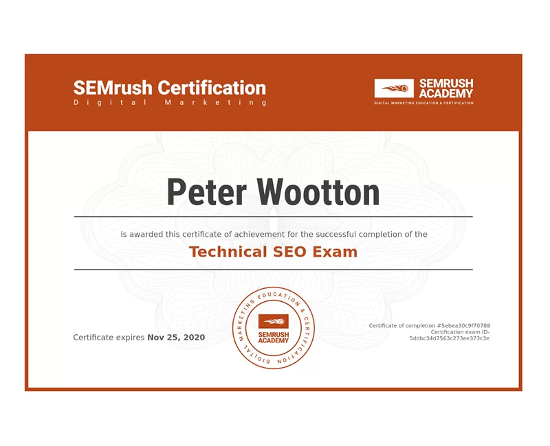 Technical SEO Certified - SEMRush
